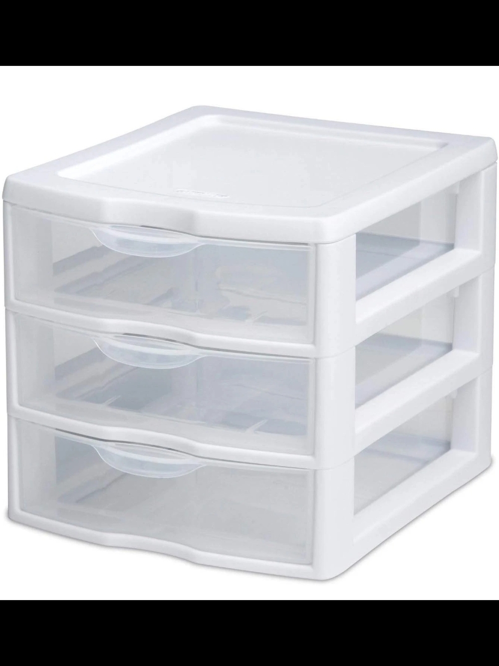 Sterilite Small 3 Drawer Desktop Storage Unit, Plastic, White